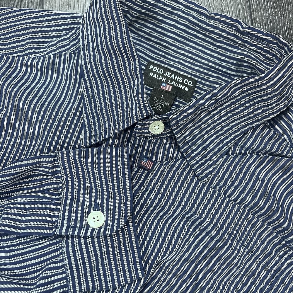 Vintage Ralph Lauren Polo Jeans Shirt Mens Size Large Button Up Long Sleeve